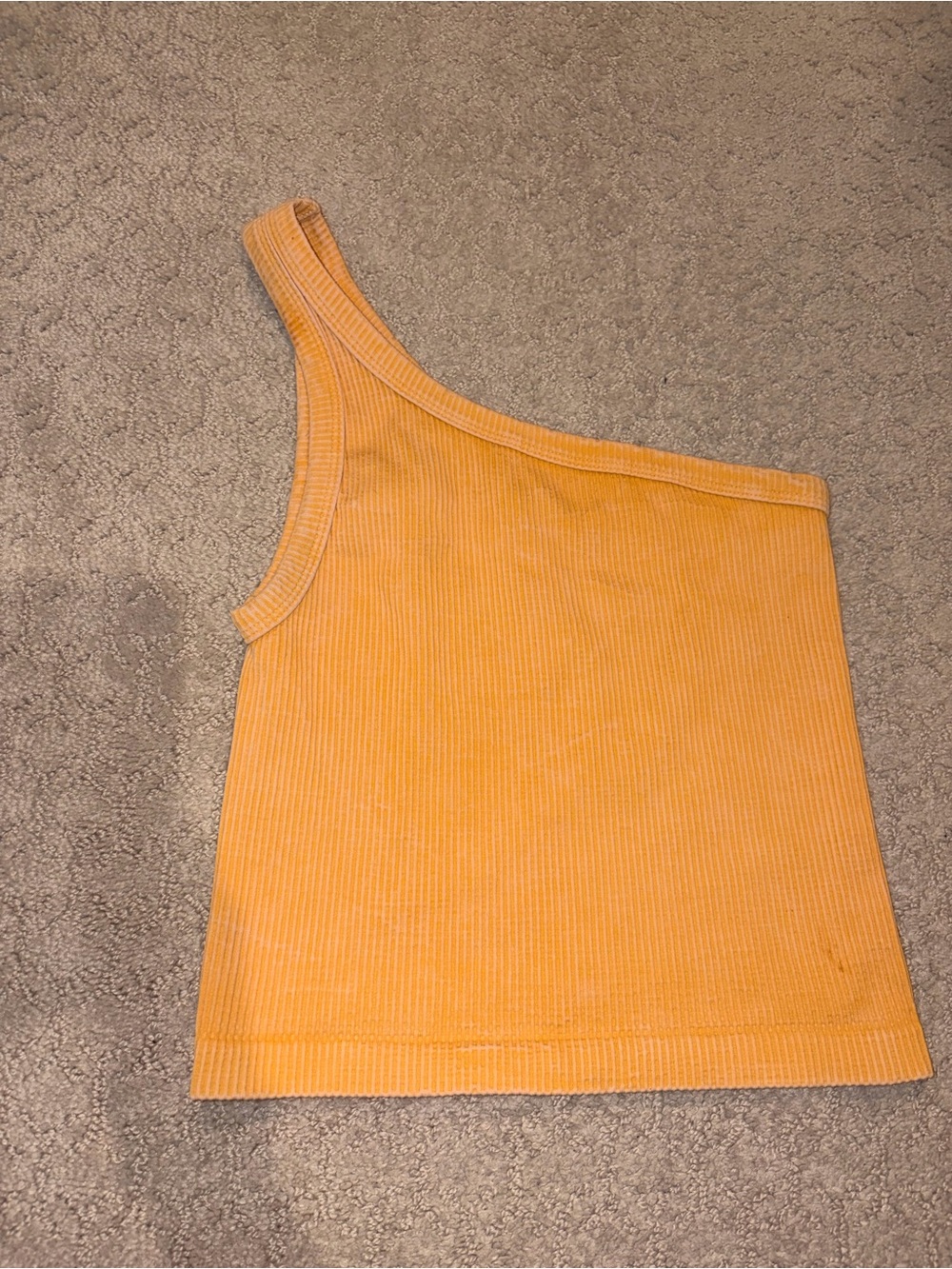 Nikibiki One-Shoulder Ribbed Tank Top - Mustard Yellow